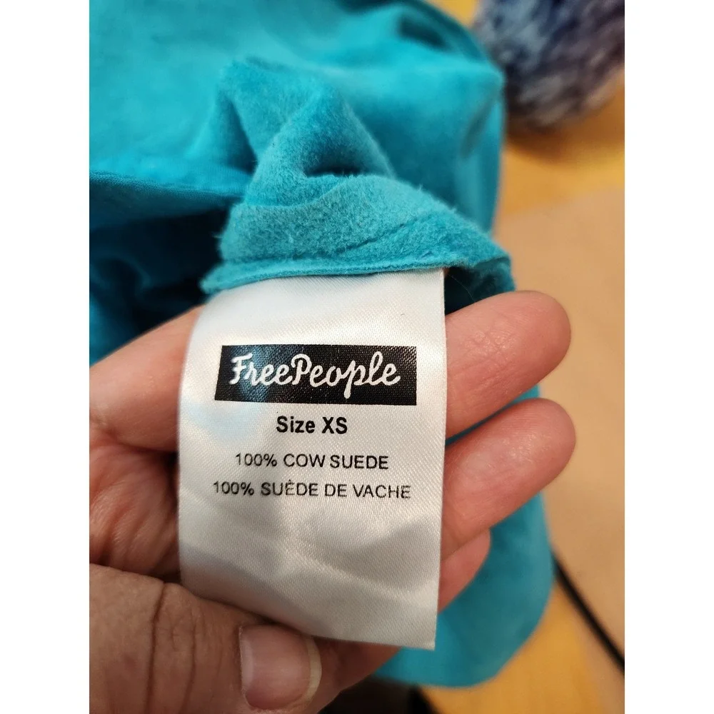 Free People 100% Suede Turquoise Sleeveless Mini Dress XS NWT Festival Boho $168